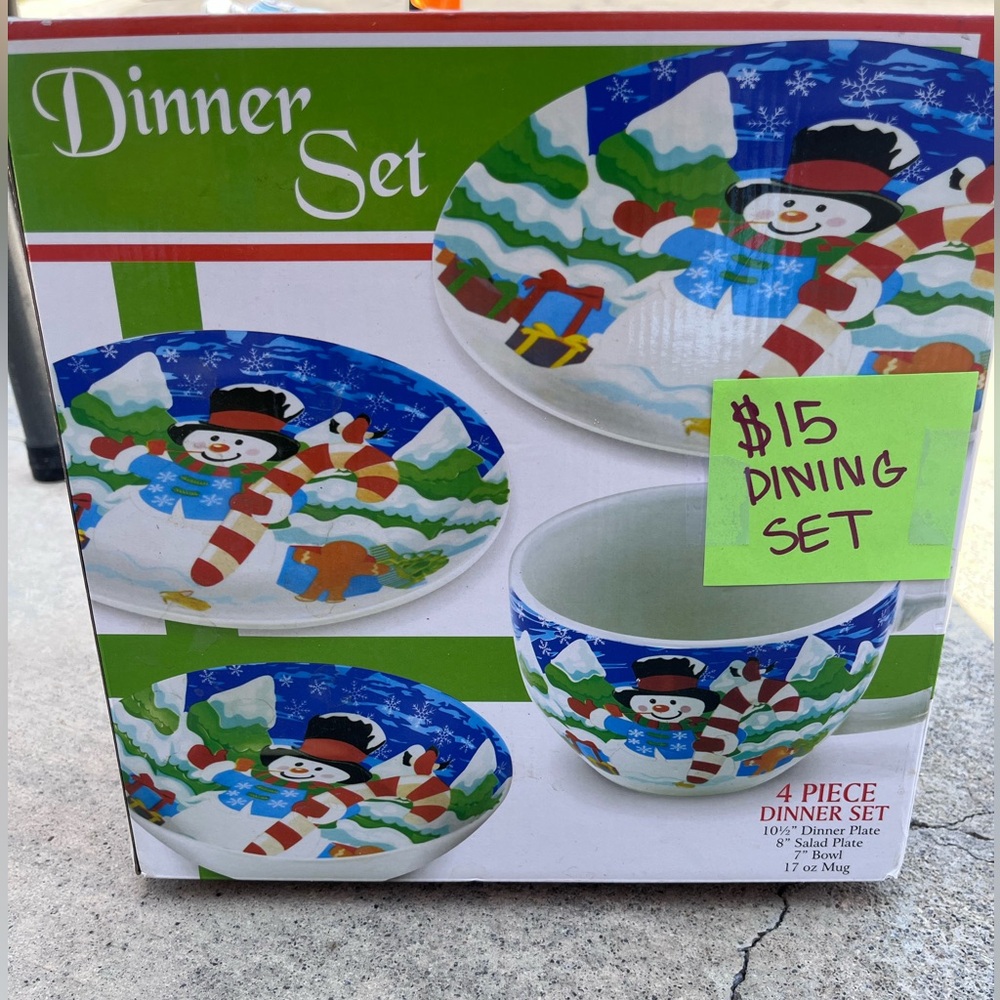 Dinner Set Snowmen 4 Piece Set